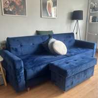 Granatowa sofa z podnóżkiem paris bodzio meble