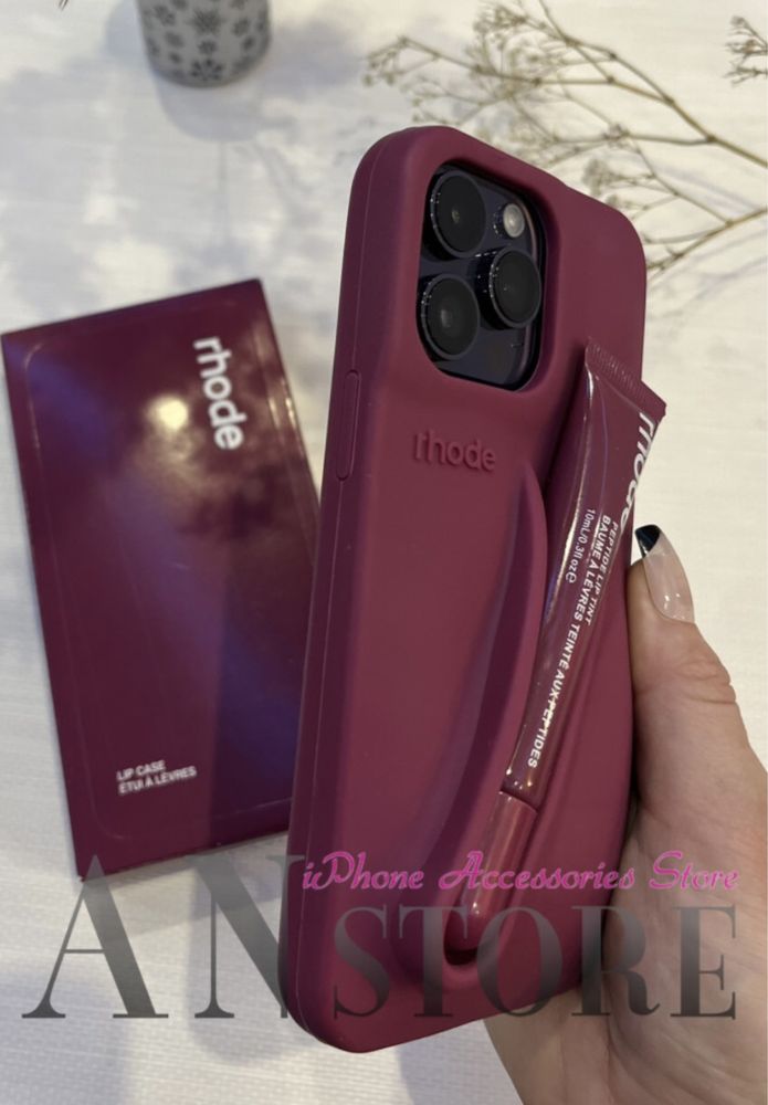Чехол бордовый з блеском на iPhone 11,14,16proRhode на Raspberry Jelly