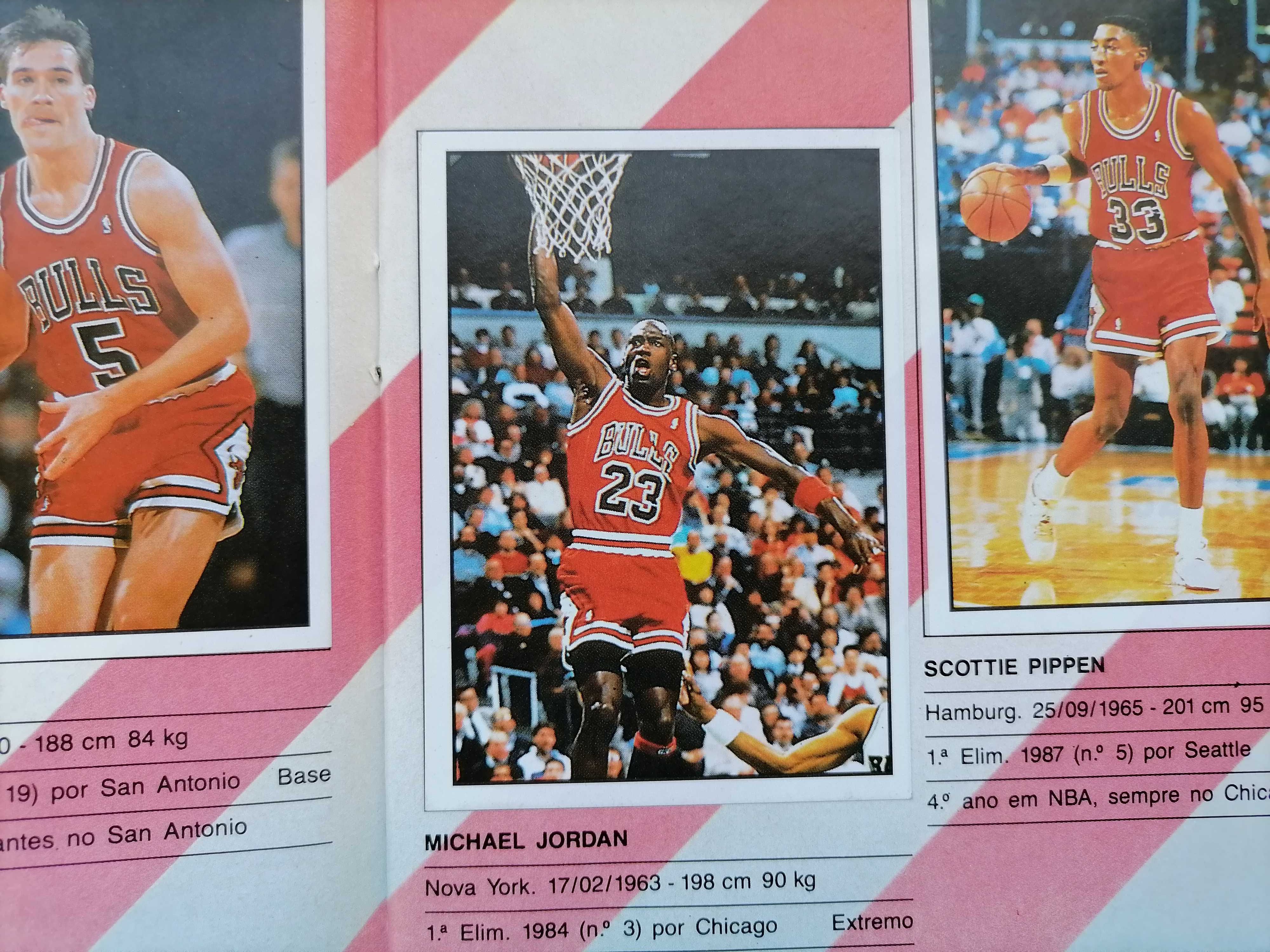 Caderneta Cromos BASKET NBA 91 c/ Michael JORDAN, Magic Johnson Panini