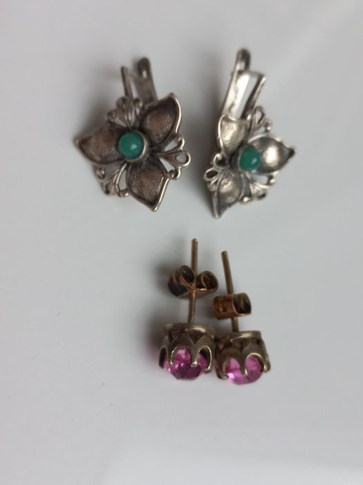 Серьги серебро 875проба звезда