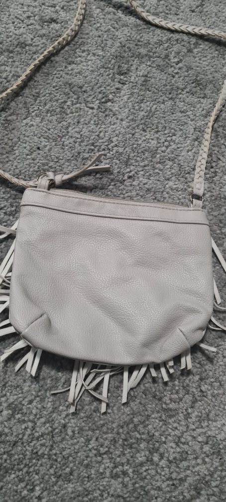 Szara torebka na ramię, frędzelki H&M