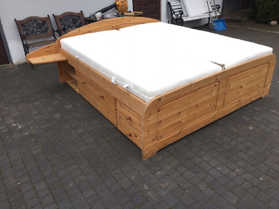 Lozko rama 180x200 z szufladami drewniane