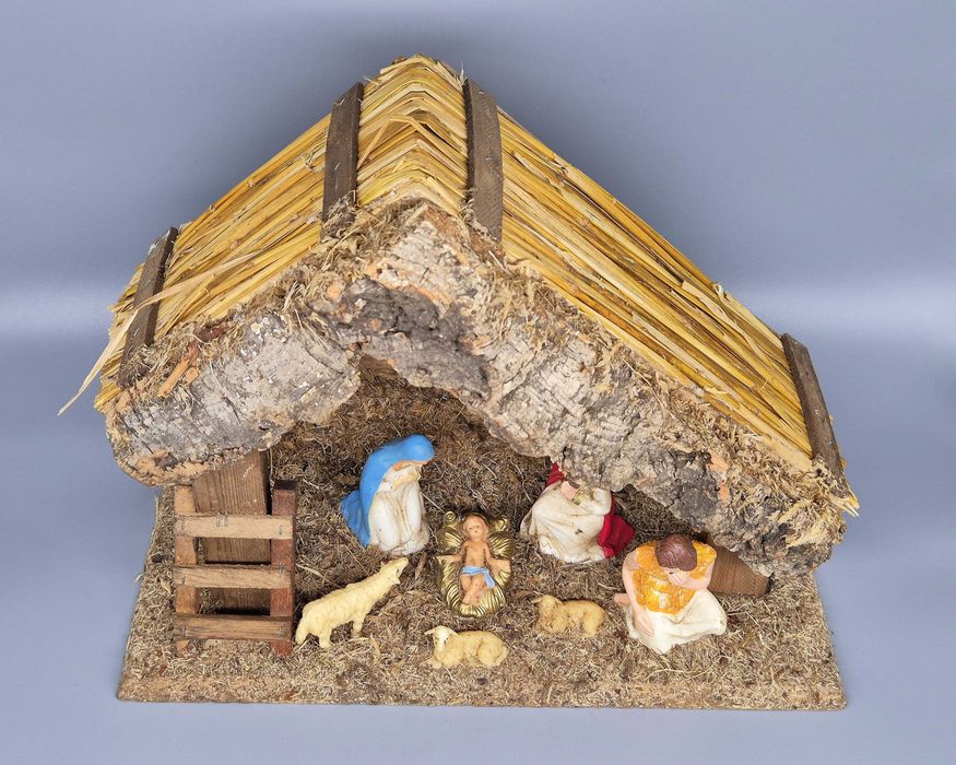 Szopka stajenka z figurkami ręcznie robiona Boże Narodzenie