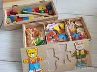 ukladanki z drewna + puzzle edukacyjne