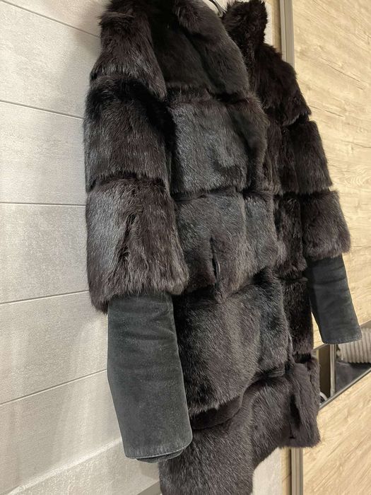 Шуба з кролика та замшу