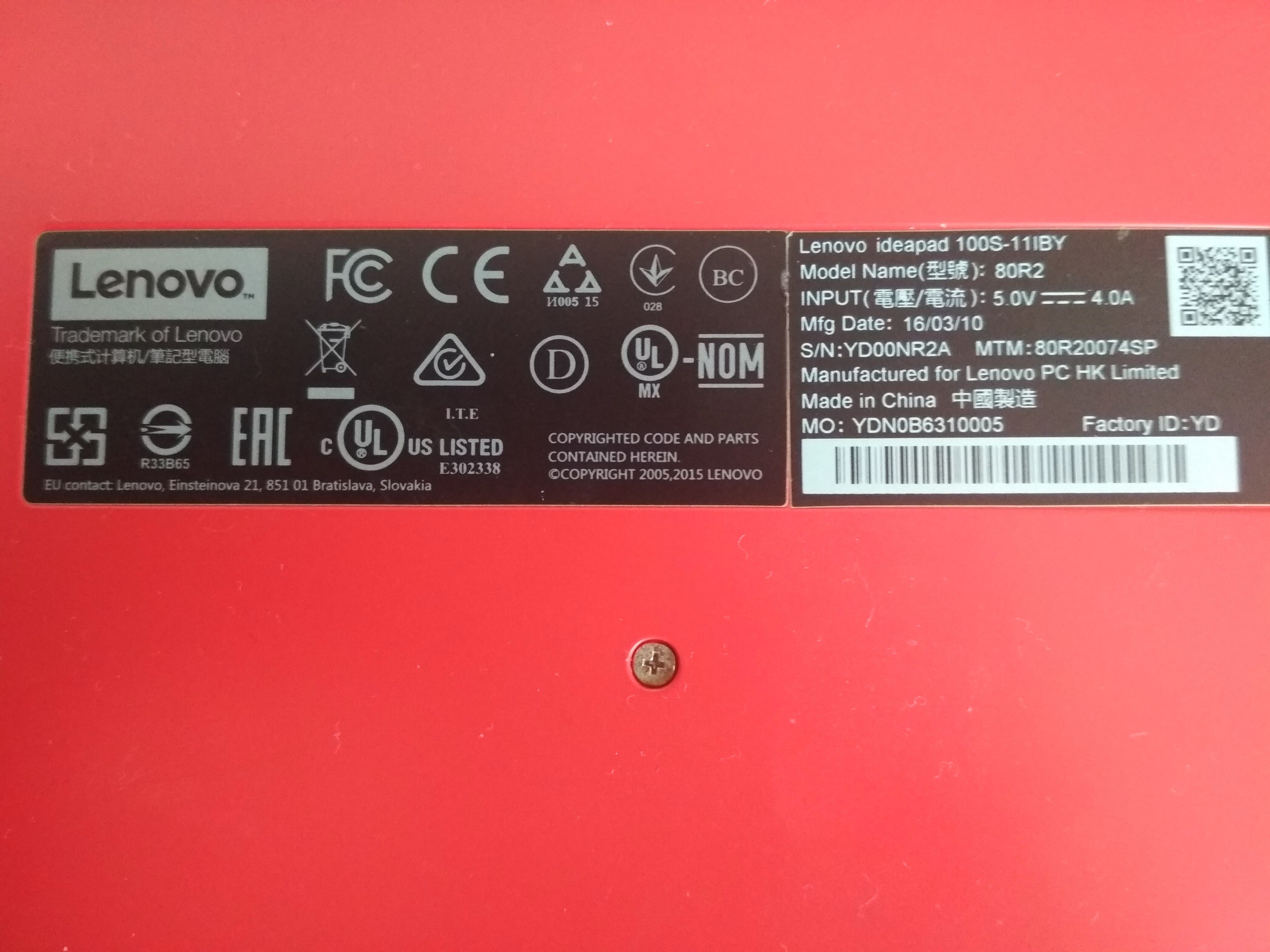 Lenovo Ideapad 100S czerwony