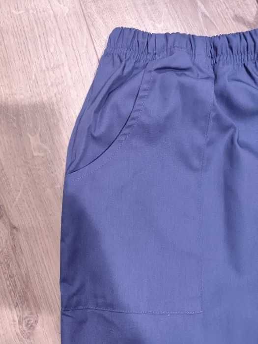 Spodnie dresy robocze medyczne niebieskie męskie nowe materiałowe XL/X