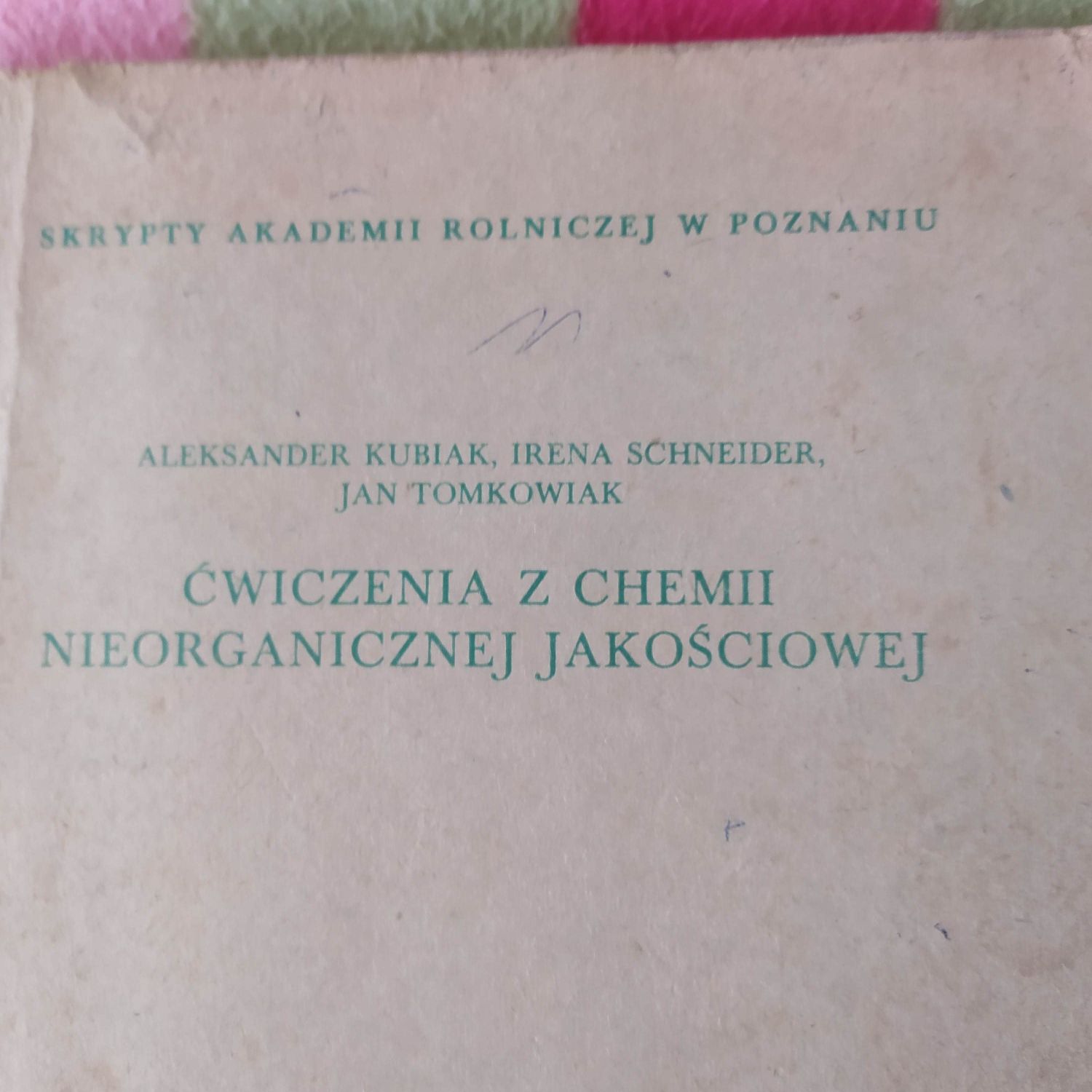 Ćwiczenia z chemii nieorganicznej jakościowej skrypt akademii rolnicze