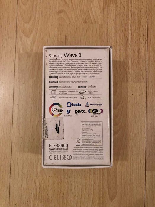 Oryginalne pudełko do telefonu Samsung Wave 3 + słuchawki