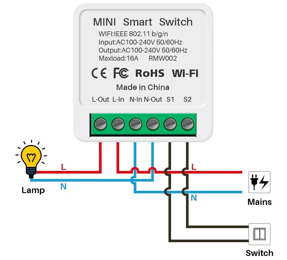 Розумне реле Mini Smart Swith 16А з WiFi модулем Smart Home 16A. реле