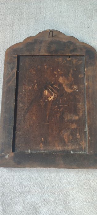 Espelho árabe com moldura prata folheada 30 cm aprox