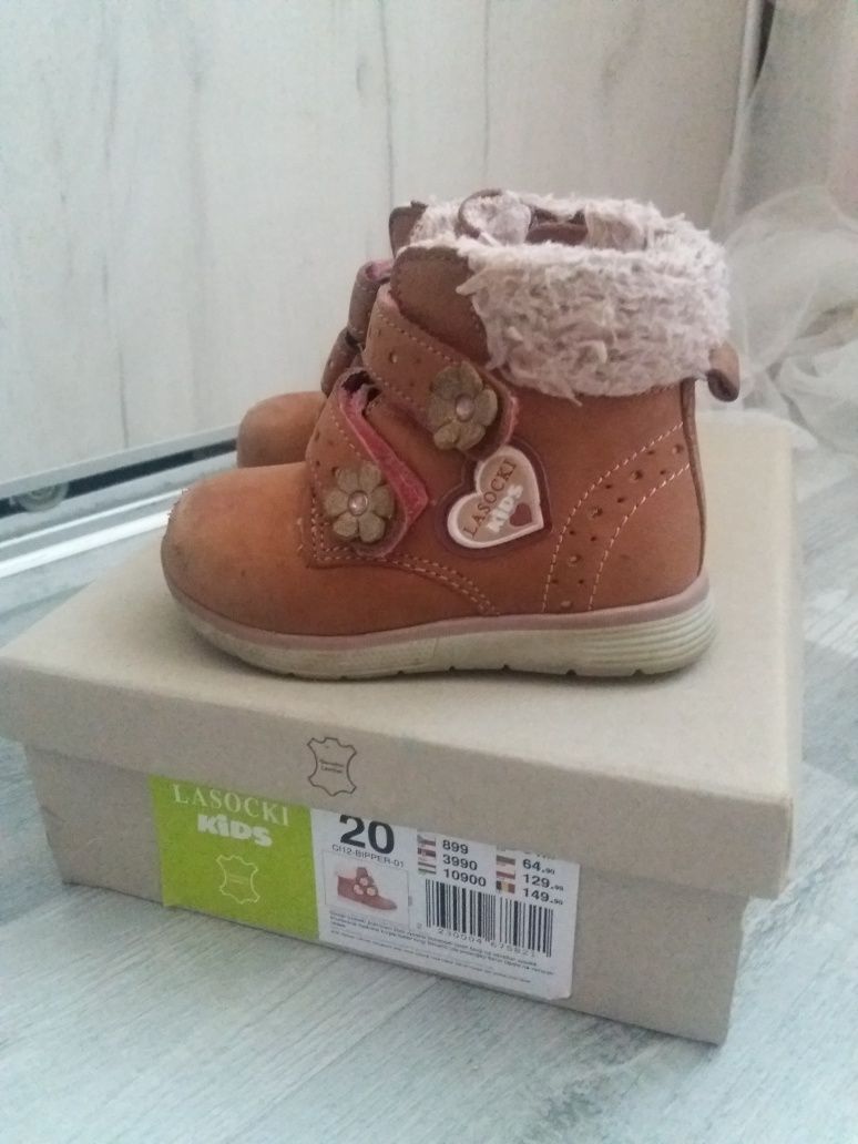 lasocki kids buty kozaki botki skóra brąz camel 20