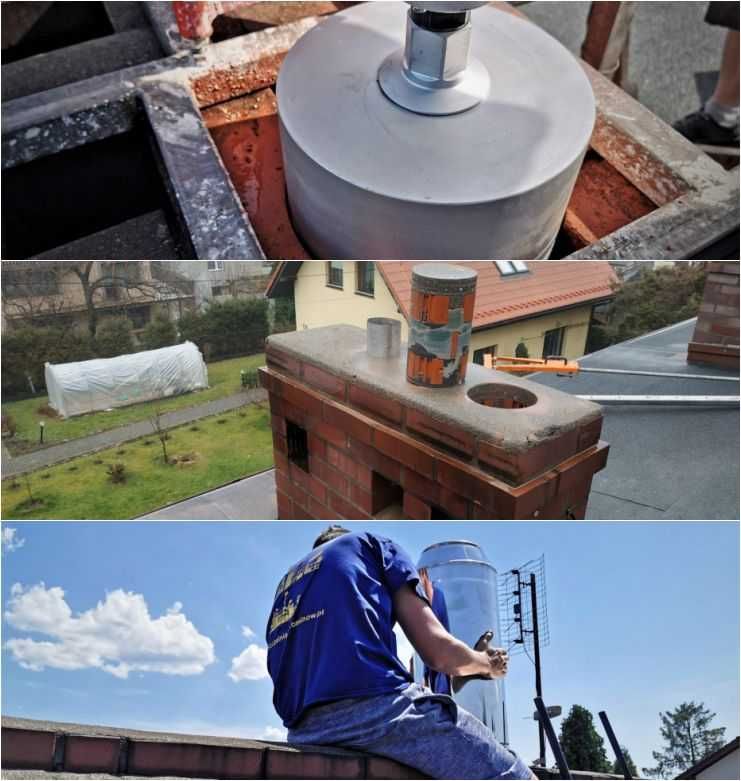 Montaż wkładu do komina naprawa frezowanie kominów komin