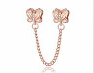 charms do pandora motyl skrzydła złoty łańcuszek cyrkonie rose gold