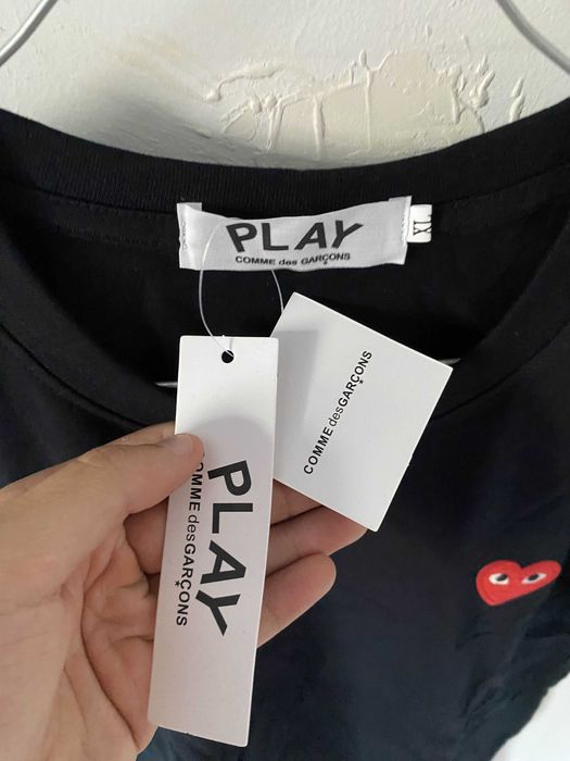 CDG PLAY Red Heart Tee | Black XL | Japan Authentic