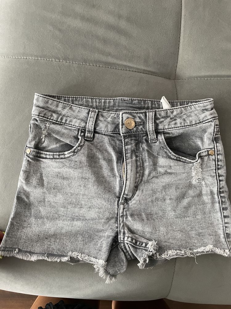 Szorty jeansowe szare 134 h&m denim dziewczece