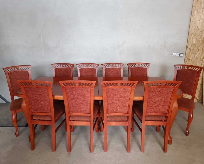 Piękny stylowy dębowy stół 2,7m i 10 krzeseł DOWÓZ WYSYŁKA