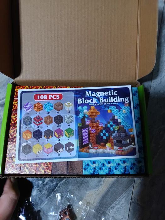 Магнітний конструктор майнкрафт лава 108шт+3героя