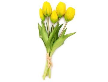 Tulipan sztuczny tulipany silikonowe bukiet 5 sztuk ŻÓŁTY