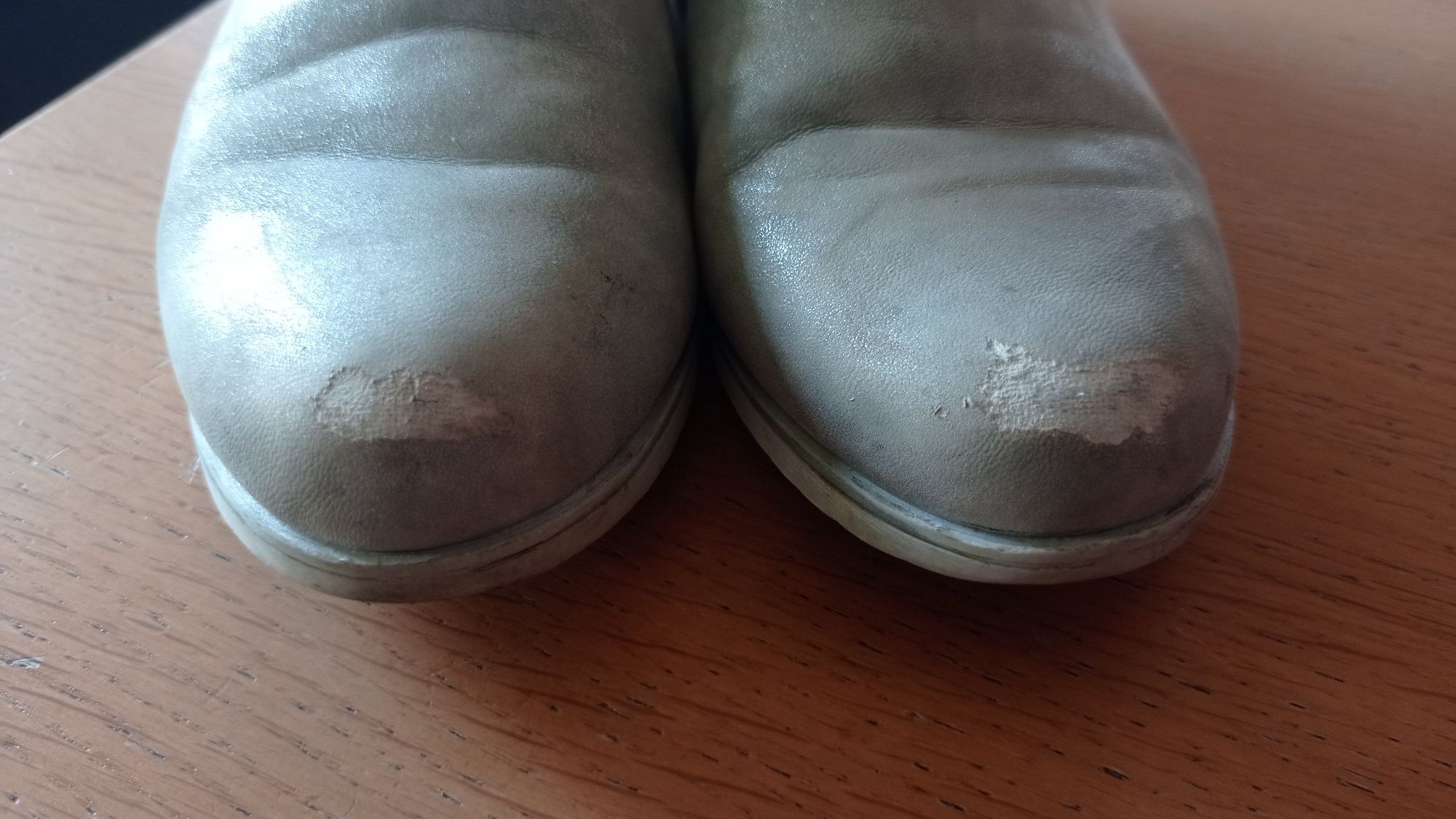 Szare srebrne botki na zamek 32 wkładka 20 cm