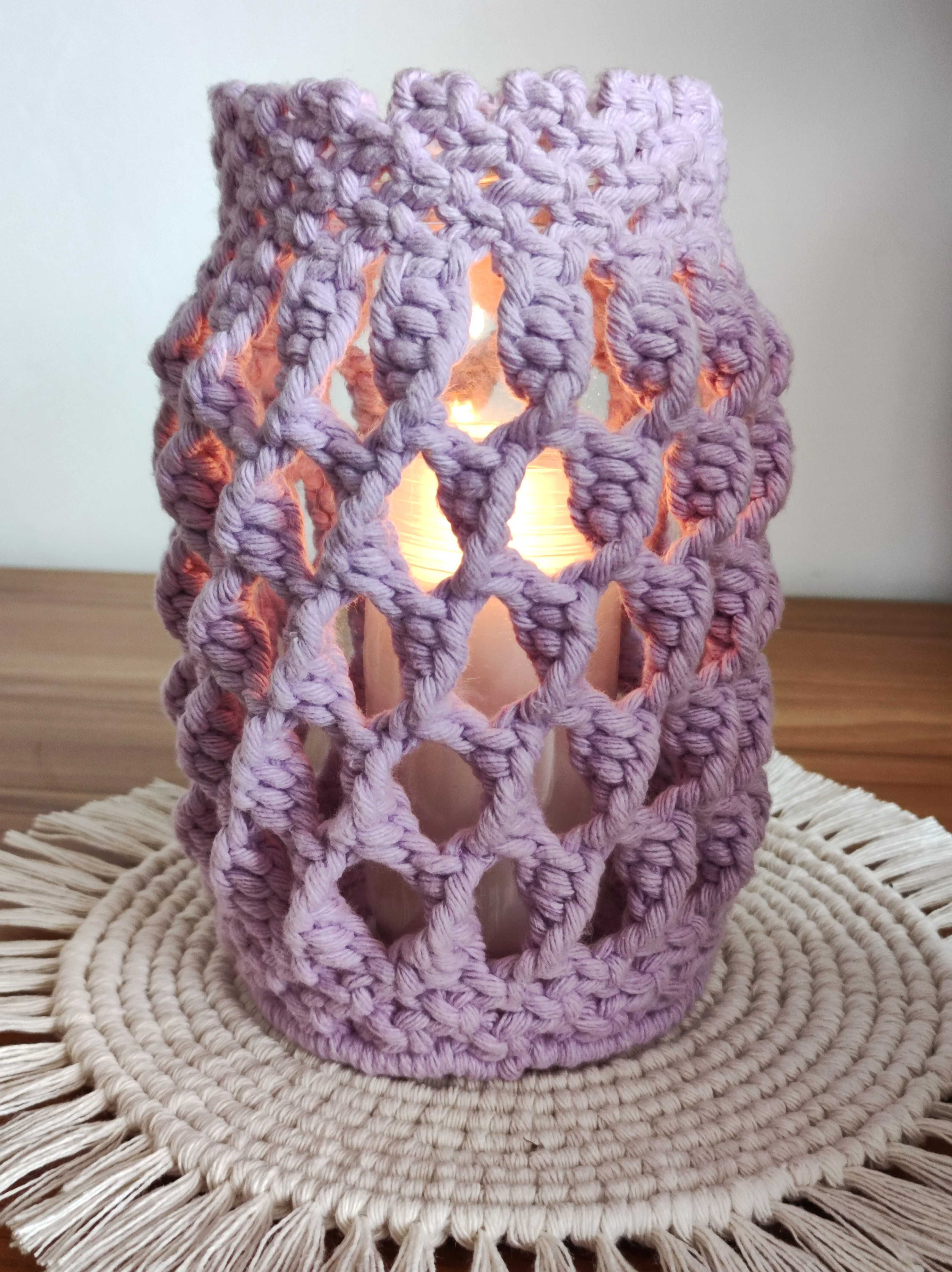 Lampion, świecznik - makrama, rękodzieło