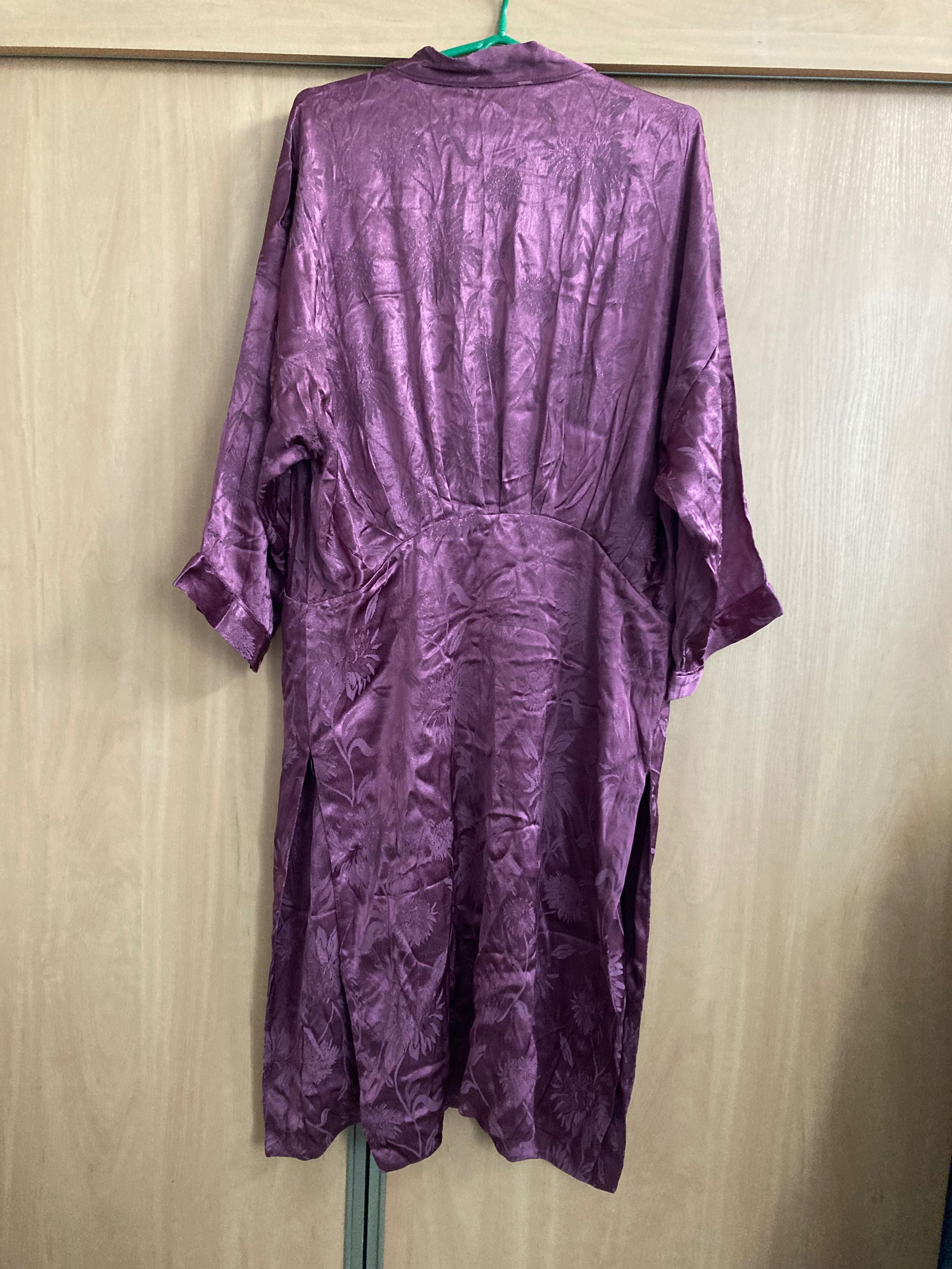 Ekskluzywne kimono Zara sukienka M żakardowa fiolet narzutka