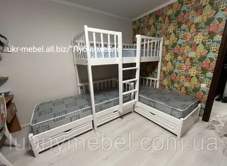 Ліжко двоповерхове дерев'яне "Тандем1-плюс", кровать двухъярусная