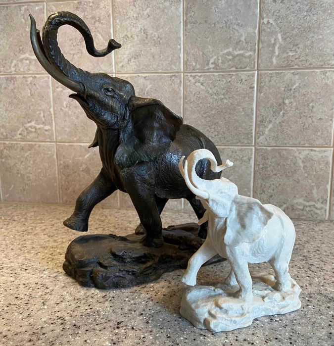statuetka figurka słoń afrykański druk 3d PLA biały