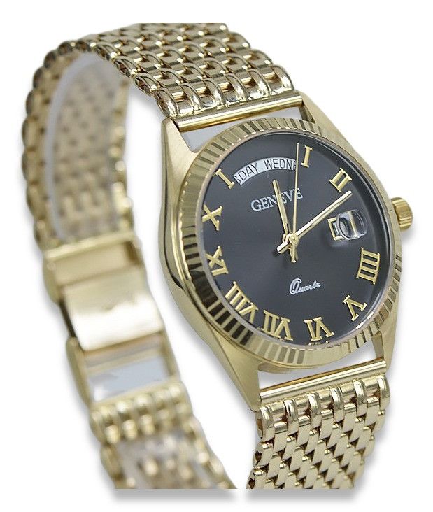 Złoty zegarek z bransoletą męski 14k 585 Geneve mw013ydbc&mbw013y Wr
