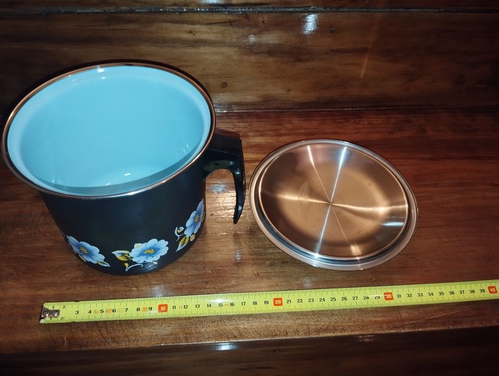 Conjunto tacho Fervedor de leite e sertã pintados