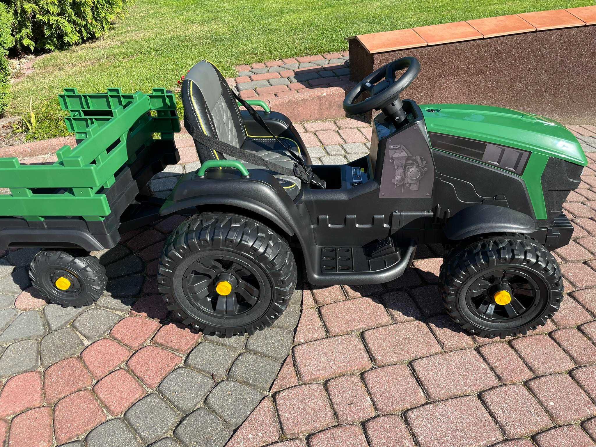 MEGAAUTKA.PL Duży Traktor na akumulator z Przyczepką Pilot dla dzieci
