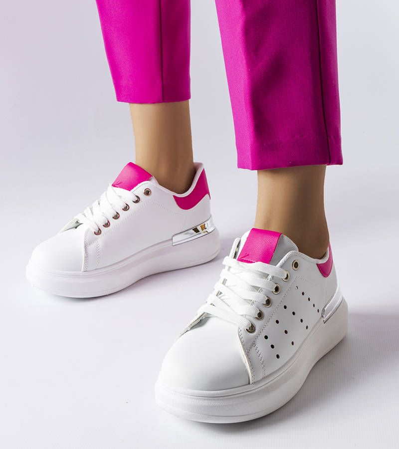 Białe sneakersy z kolorową perforacją Chalut 41