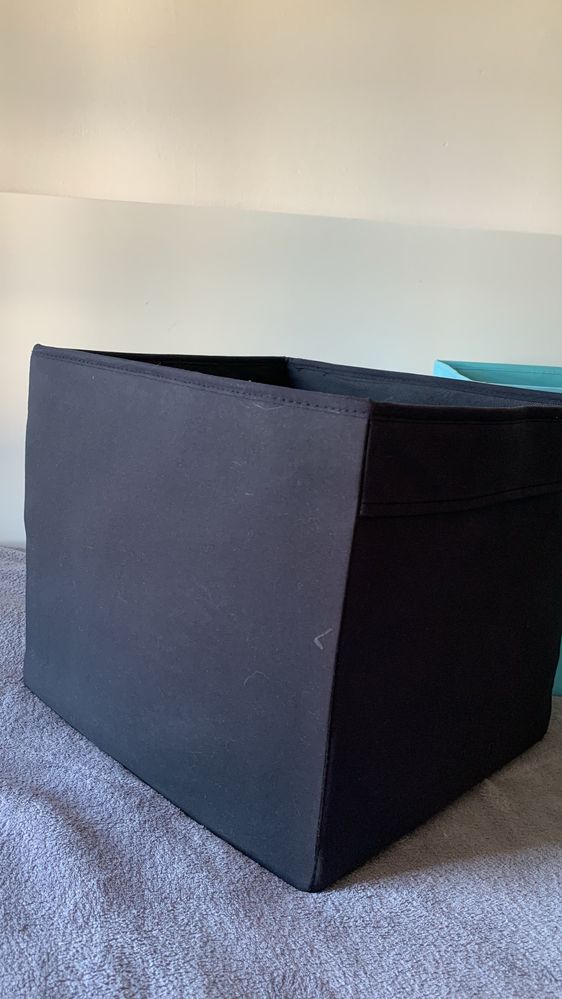 Caixas arrumaçã tecido ikea preto e azul