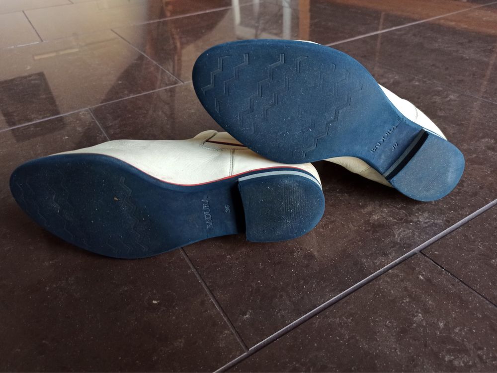 Beżowe kremowe buty Badura 36 botki sztyblety skórzane