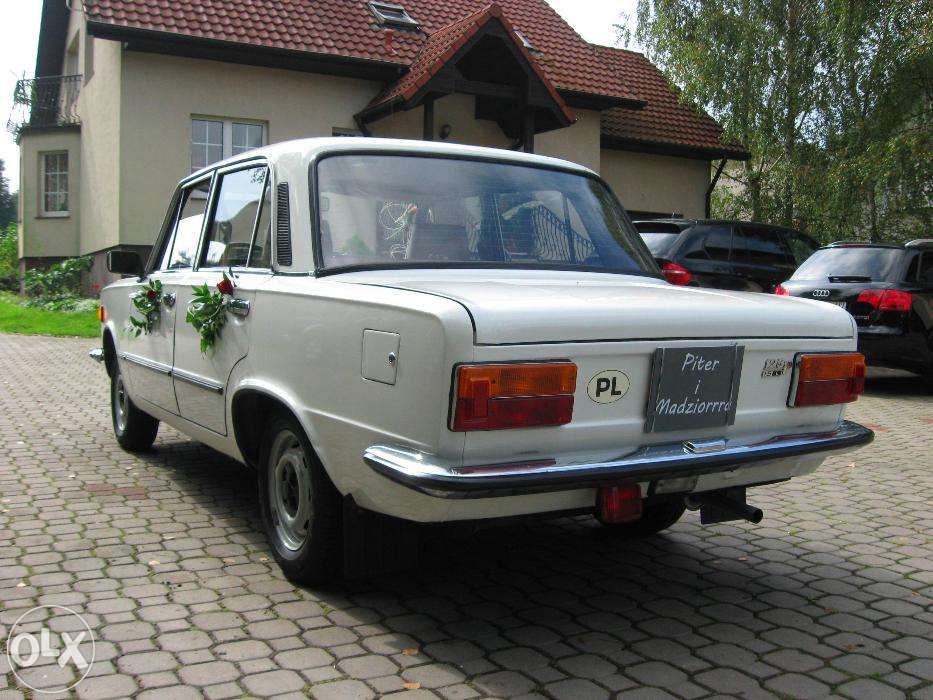Wynajem do ślubu duży Fiat 125p Biały auto Oryginalny jak nowy PRL