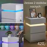 SZAFKI NOCNE 2 szt. podświetlenie LED 3 szuflady zestaw MEBLE OUTLET