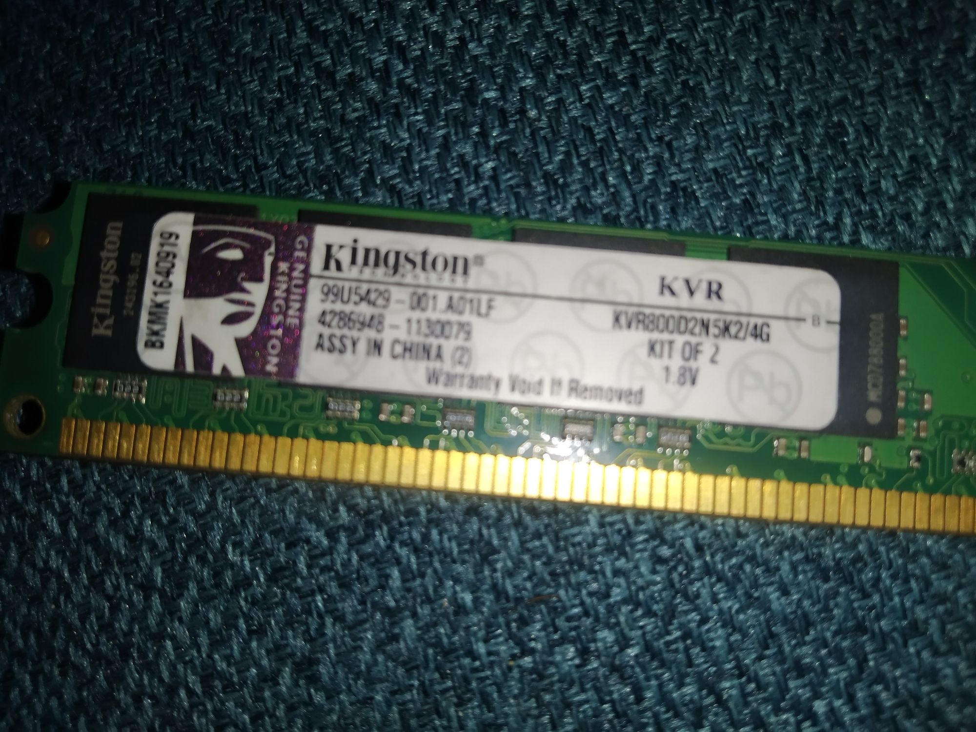 Pamięć Ram -PC6400, 2GB Kingston , KVR800D2N5K2/4G ,DDR2, 800MHz