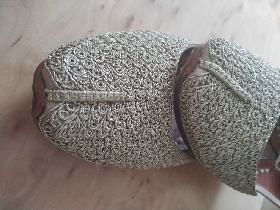 złote baletki skóra ręcznie; taniec/Indie