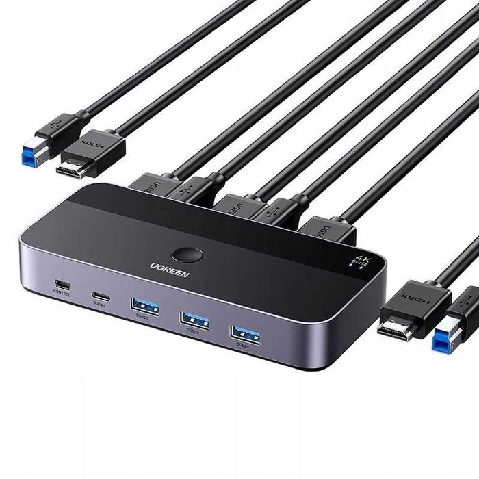 Przełącznik KVM Ugreen CM664 HDMI switch 2w1 4K 60Hz USB 3.0 + USB C
