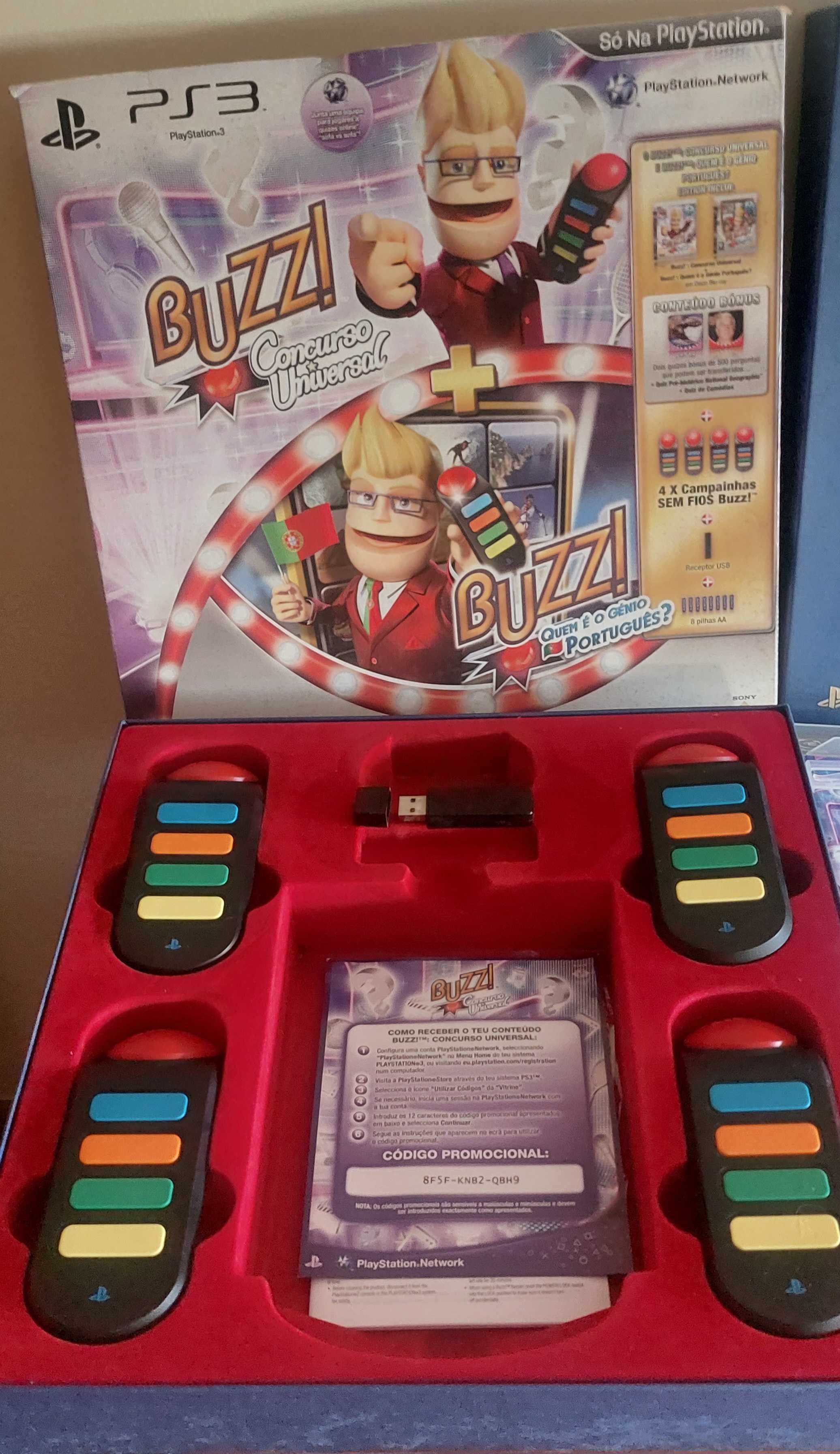 Buzz!Concurso Universal PS3 Completo com 4 Campainhas Wireless