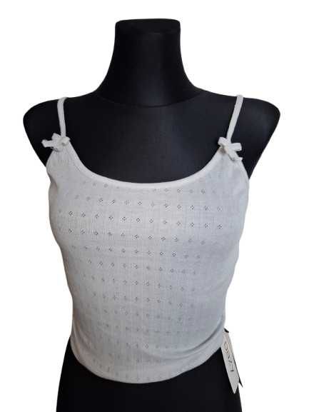 Popielaty crop top ażurowy (485)
