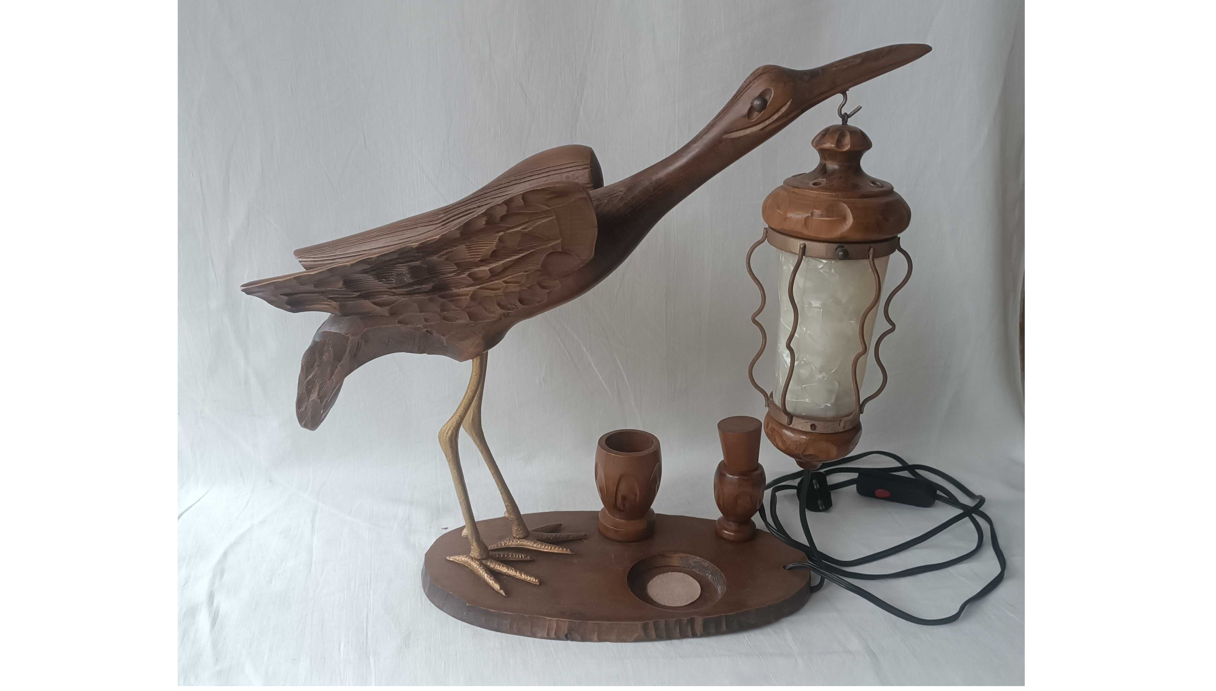 Lampa stołowa Heron w stylu art déco czapla Aldo Tura lata 40 XX