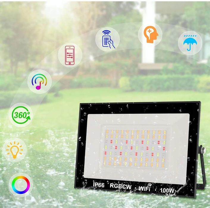 Zewnętrzny reflektor LED RGB 100 W z pilotem zdalnego sterowania