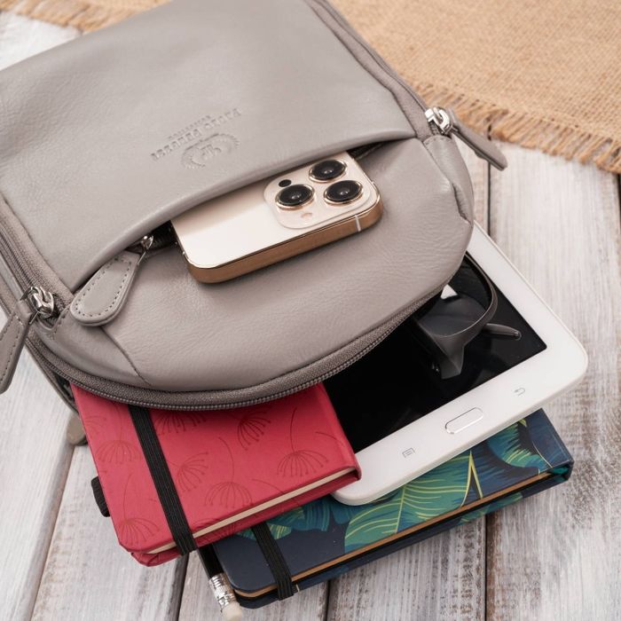 plecak damski skórzany miejski mały szary paolo peruzzi si-40-gr