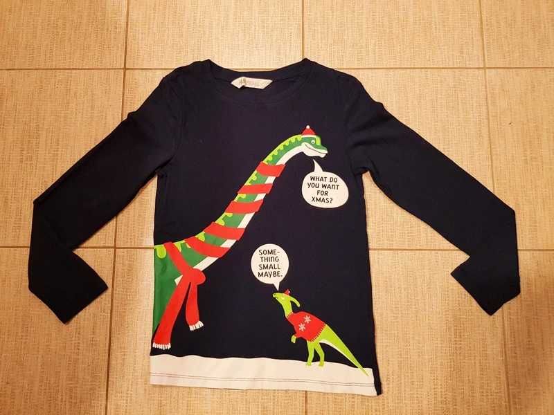 bluzka z długim rękawem świąteczna,  z dinozaurami H&M 122-128