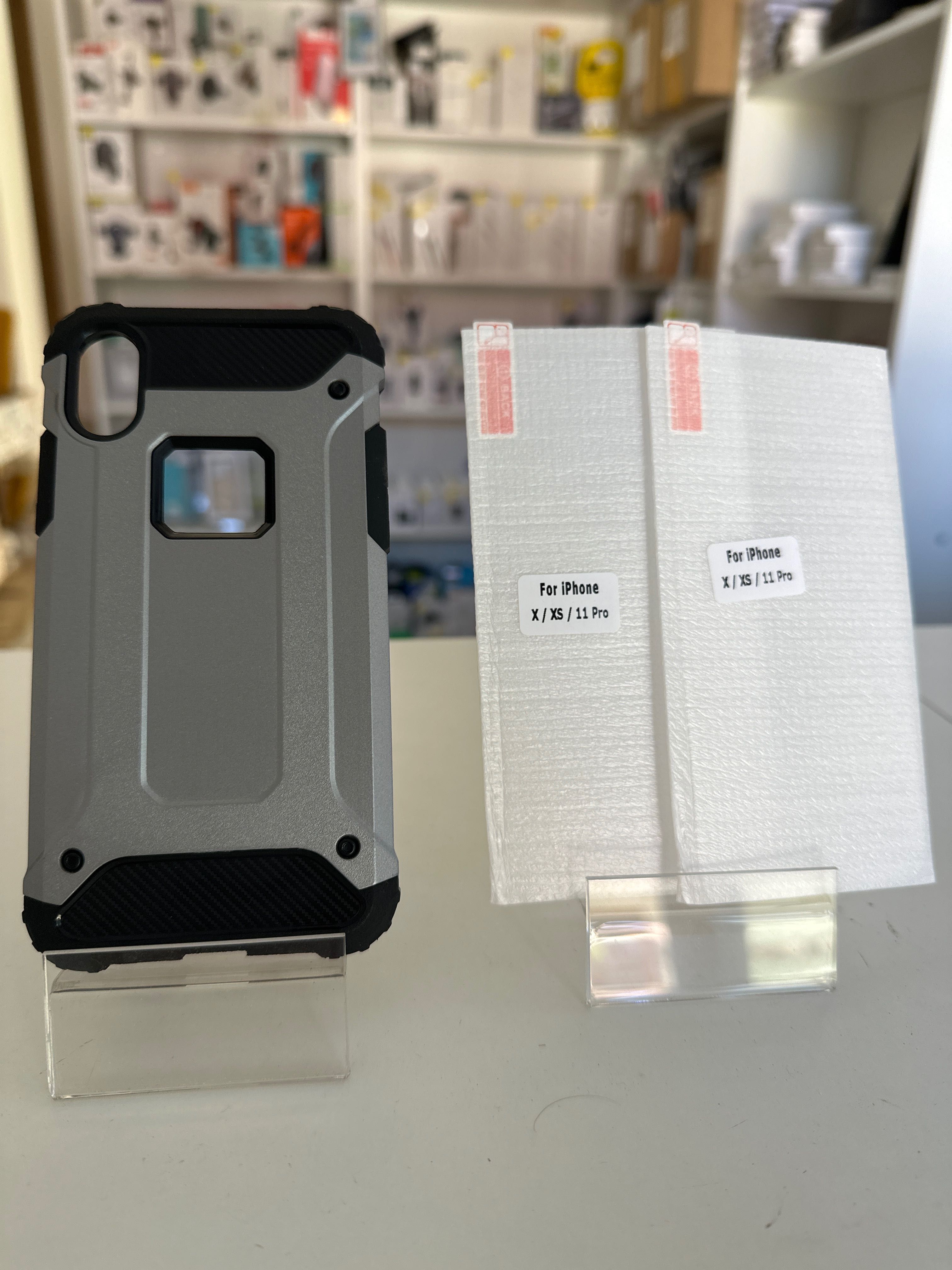 Etui pancerne + 2x szkło hartowane do iPhone X / XS