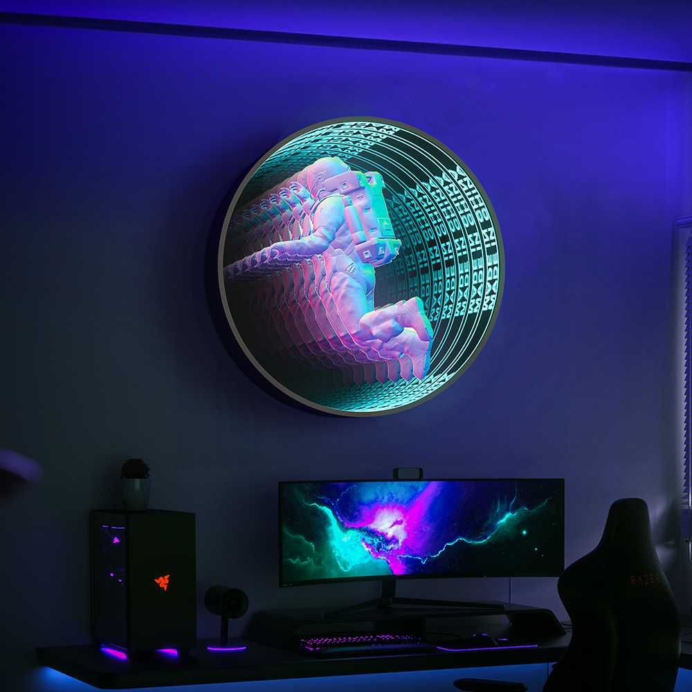 Espelhos Efeito Túnel Infinito Néon LED Personalizados- Fabrico Manual