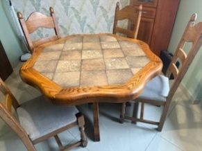 Stół lite drewno i 6 krzeseł zestaw do jadalni