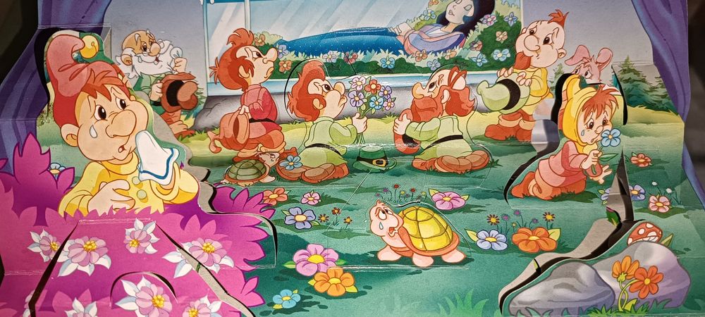 livro banda desenhada branca de neve, livro trimensional