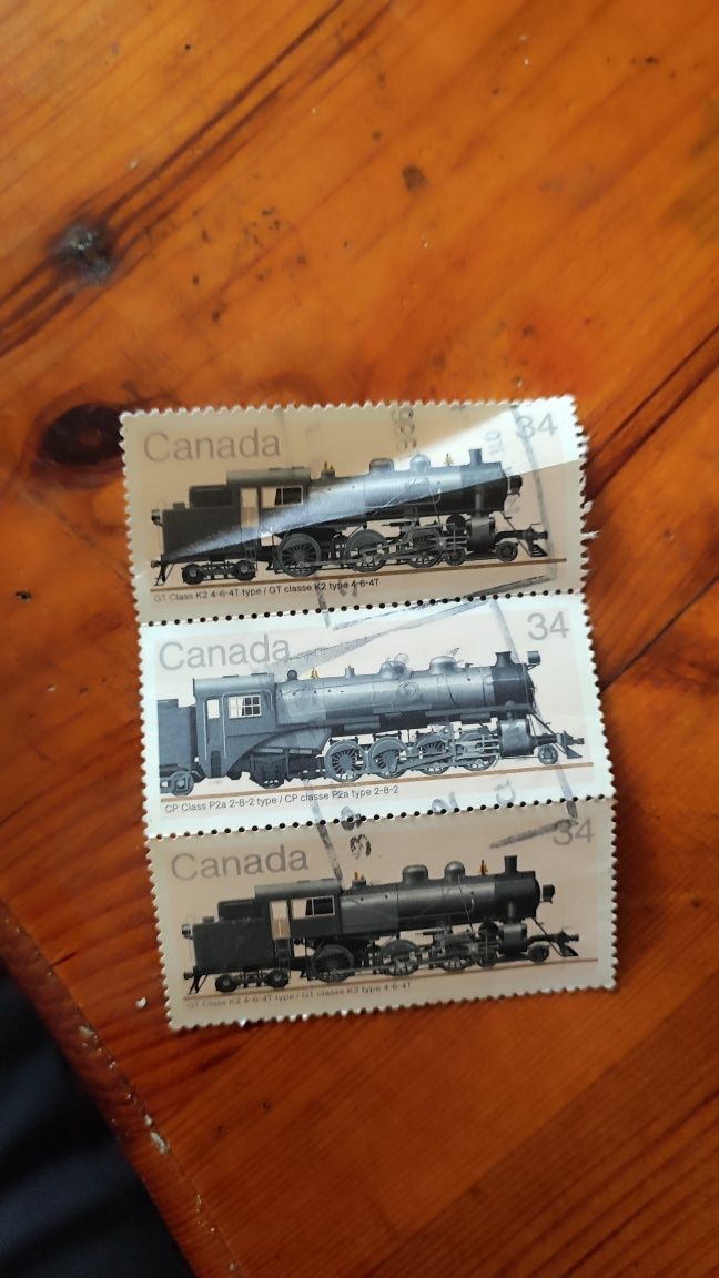 Rzadko spotykane znaczki pocztowe Canada pociągi